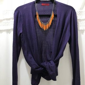 Purple open cardigan sweater size PM